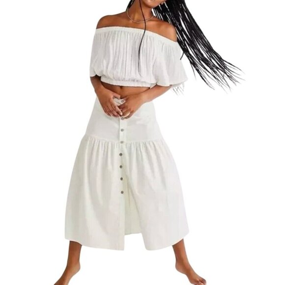 Free People Sz 10 Boho JULIETTE Button Front Button Closure Maxi Skirt MSRP 108 - Picture 2 of 11